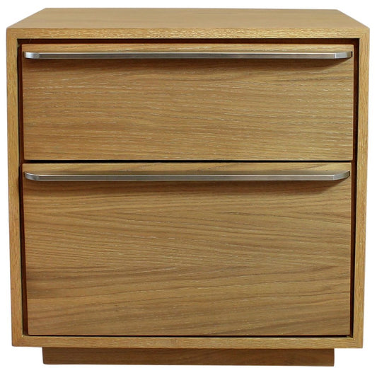 24" Natural Solid and Manufactured Wood Two Drawer Nightstand