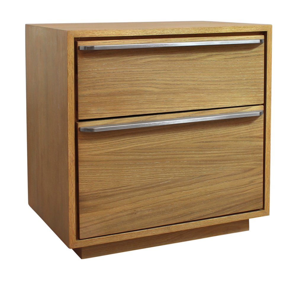 24" Natural Solid and Manufactured Wood Two Drawer Nightstand
