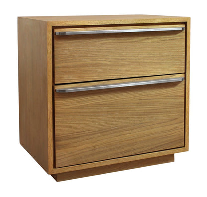 24" Natural Solid and Manufactured Wood Two Drawer Nightstand