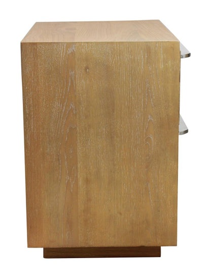 24" Natural Solid and Manufactured Wood Two Drawer Nightstand