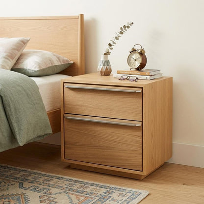 24" Natural Solid and Manufactured Wood Two Drawer Nightstand