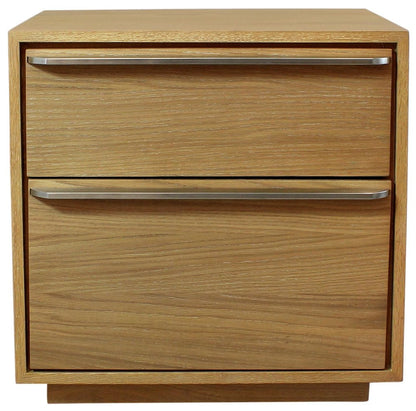 24" Natural Solid and Manufactured Wood Two Drawer Nightstand