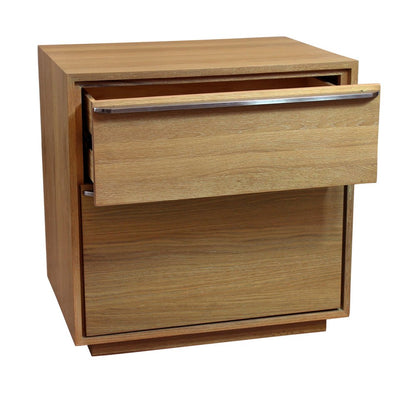28" Natural Solid and Manufactured Wood Two Drawer Nightstand