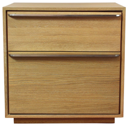 28" Natural Solid and Manufactured Wood Two Drawer Nightstand