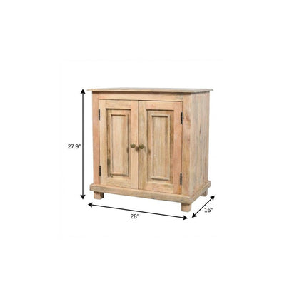 28" Distressed Natural Solid Wood Nightstand With Storage