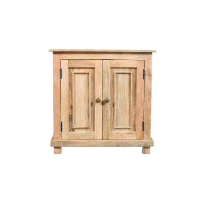 28" Distressed Natural Solid Wood Nightstand With Storage