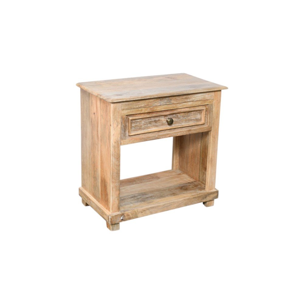 28" Distressed Natural One Drawer Solid Wood Nightstand