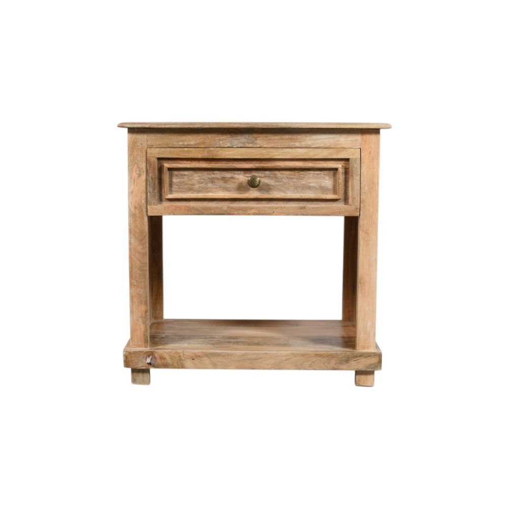 28" Distressed Natural One Drawer Solid Wood Nightstand