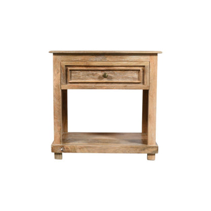 28" Distressed Natural One Drawer Solid Wood Nightstand