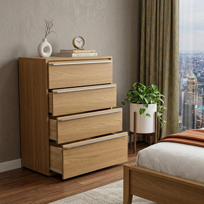 32" Natural Solid Wood Four Drawer Dresser