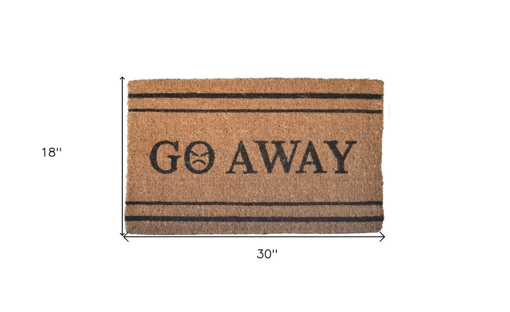 18" X 30" Brown and Black Coir Go Away Outdoor Door Mat