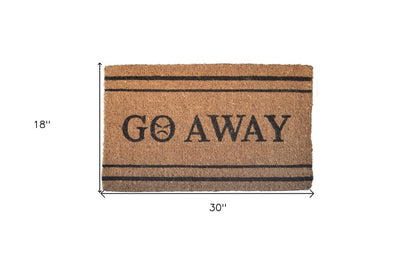 18" X 30" Brown and Black Coir Go Away Outdoor Door Mat