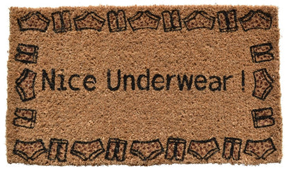 18" X 30" Brown and Black Coir Nice Underwear Outdoor Door Mat
