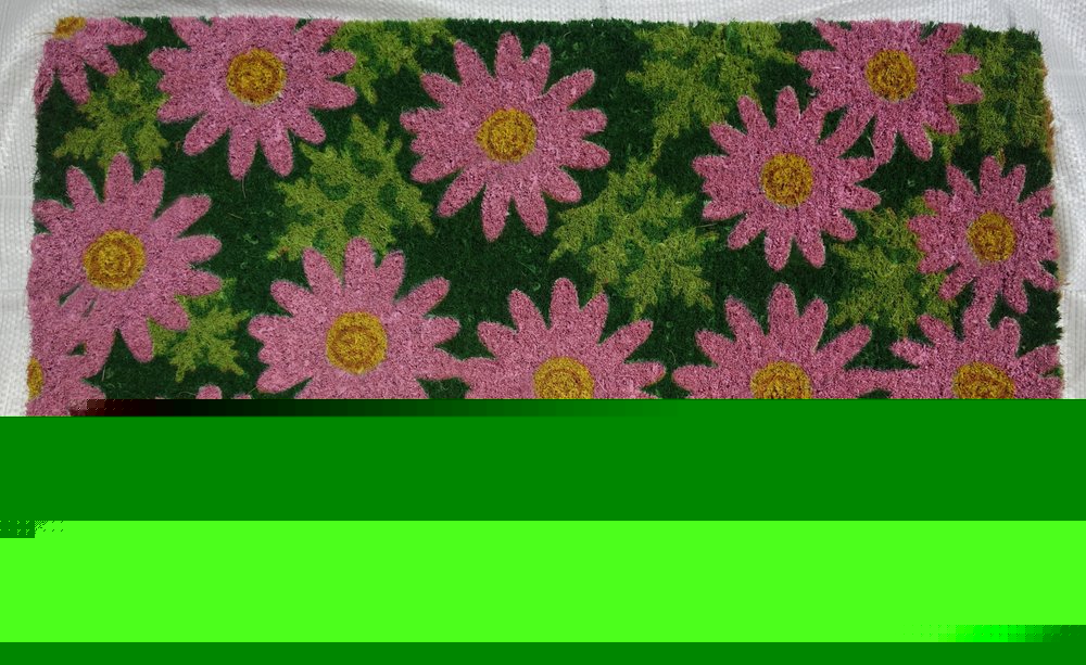18" X 30" Pink and Green Coir Floral Outdoor Spring Door Mat