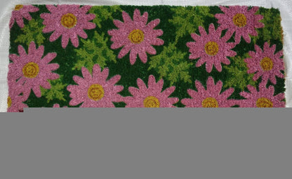 18" X 30" Pink and Green Coir Floral Outdoor Spring Door Mat