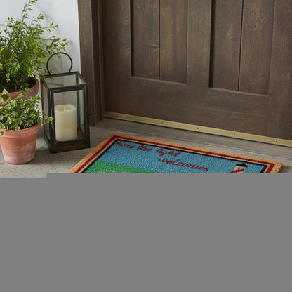 18" X 30" Brown Coir Lighthouse Here The Light Welcomes You Outdoor Door Mat
