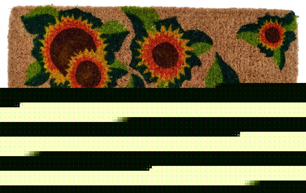 18" X 30" Brown Orange and Yellow Coir Floral Outdoor Summer Door Mat