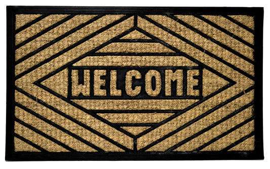 18" X 30" Brown and Black Rubber Welcome Outdoor Door Mat