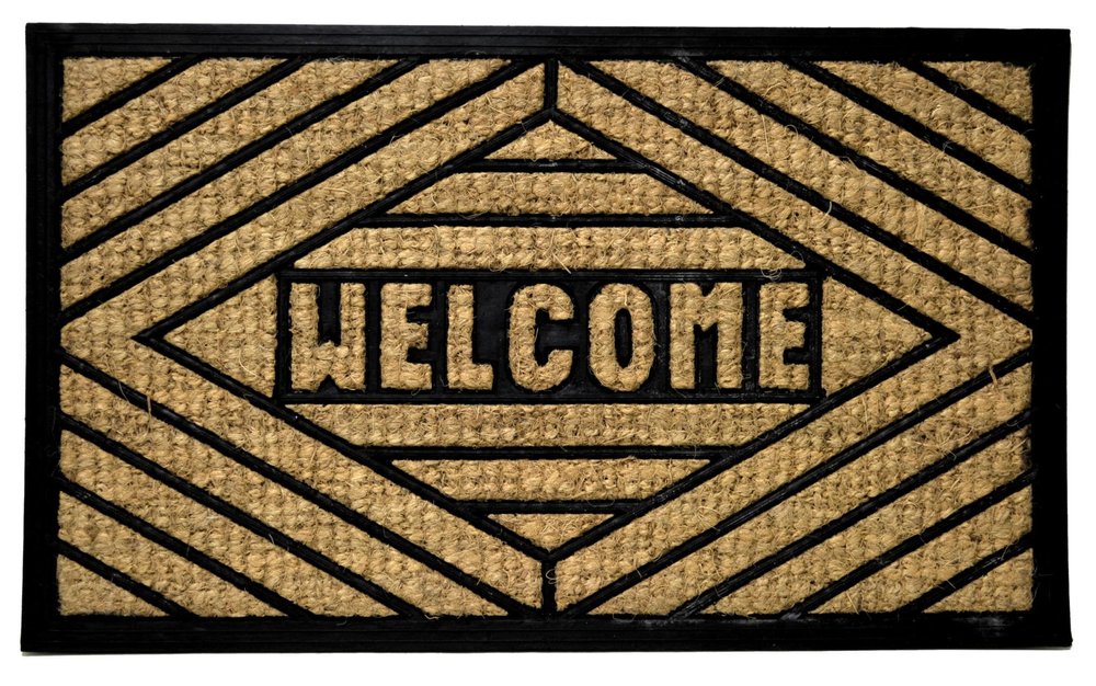 18" X 30" Brown and Black Rubber Welcome Outdoor Door Mat