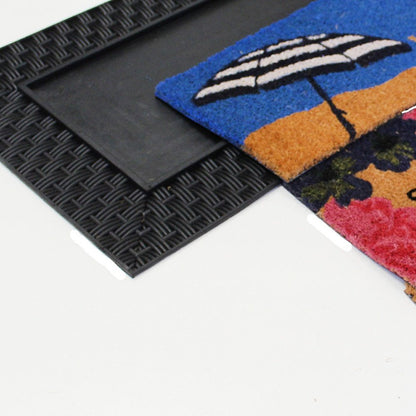 18" X 30" Brown and Black Rubber and Coir Spring Summer Outdoor Door Mat With Inserts