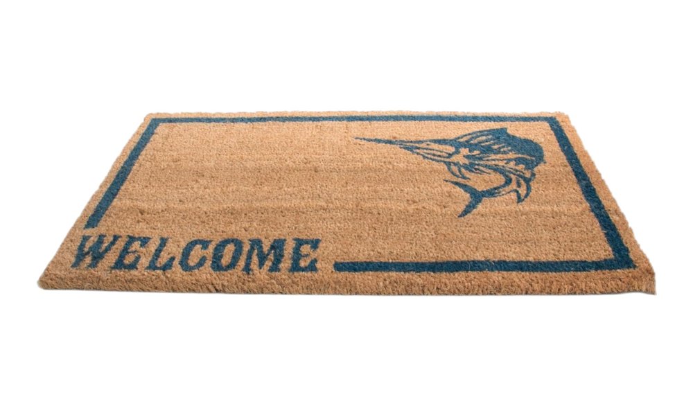 18" X 30" Brown and Black Coir Swordfish Welcome Outdoor Door Mat