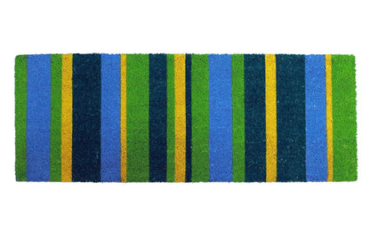 18" X 48" Green and Black Coir Striped Outdoor Door Mat