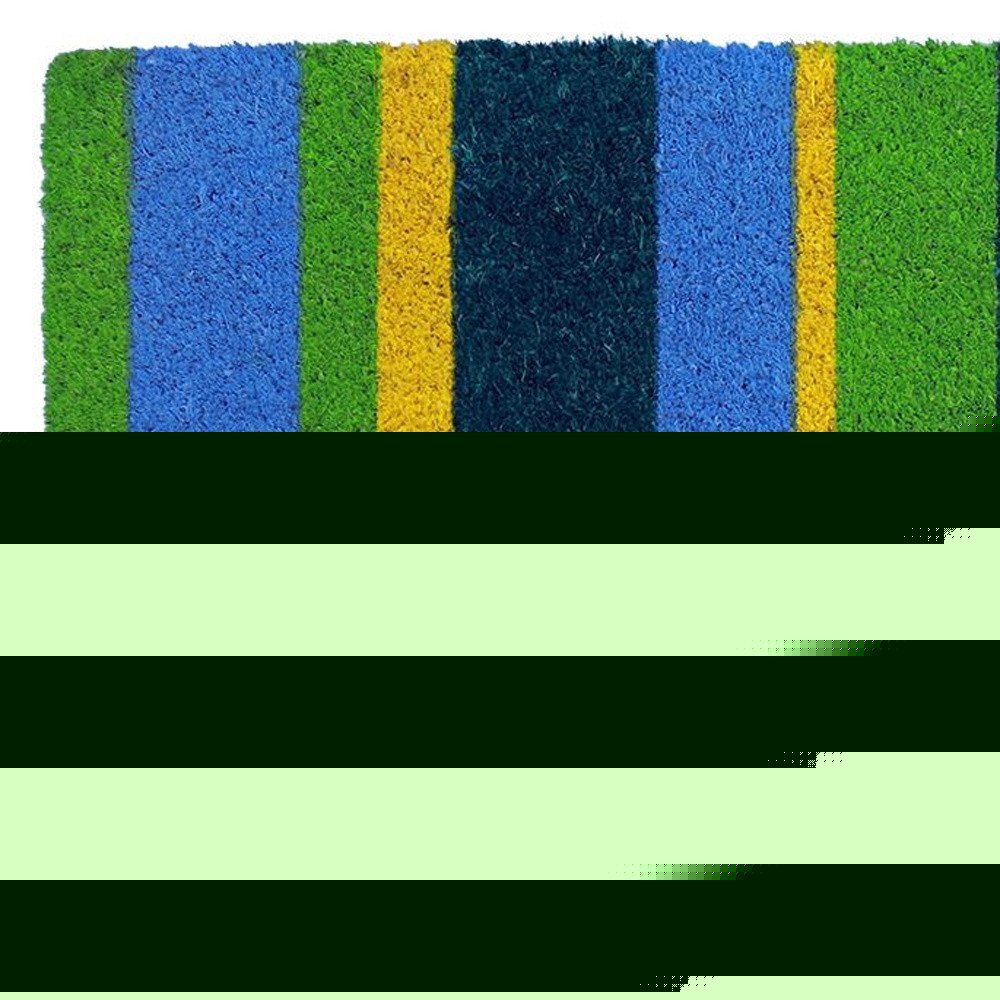 18" X 48" Green and Black Coir Striped Outdoor Door Mat