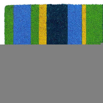 18" X 48" Green and Black Coir Striped Outdoor Door Mat