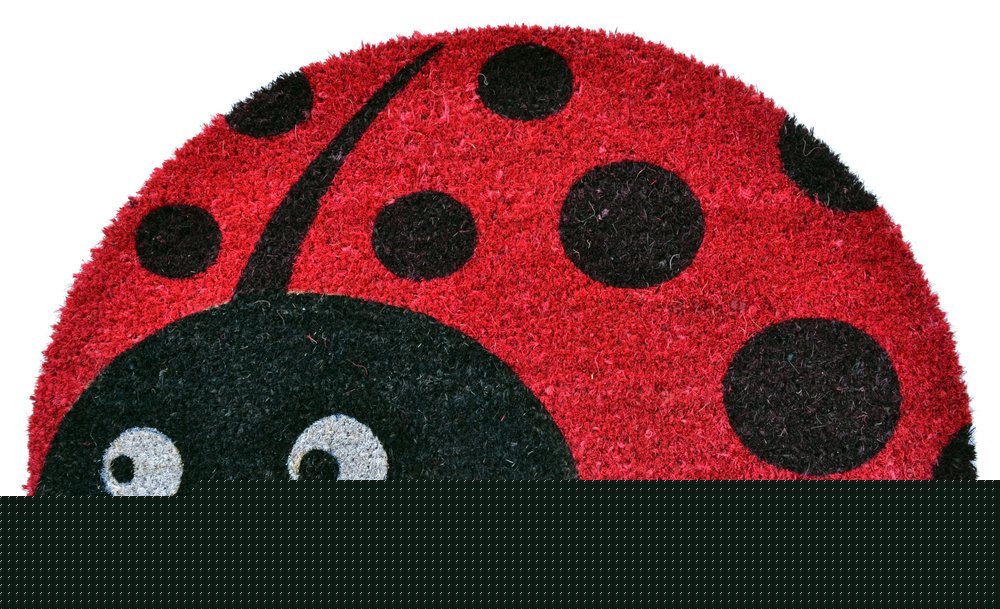 18" X 30" Black and Red Coir Ladybug Outdoor Semi Circle Door Mat