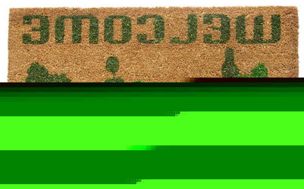 18" X 30" Beige and Green Coir Trees Welcome Outdoor Door Mat