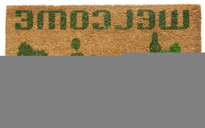 18" X 30" Beige and Green Coir Trees Welcome Outdoor Door Mat