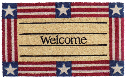 18" X 30" Red White And Blue Coir Patriotic Welcome Outdoor Door Mat