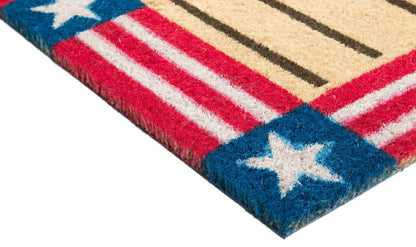 18" X 30" Red White And Blue Coir Patriotic Welcome Outdoor Door Mat