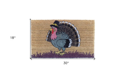 18" X 30" Brown and Black Coir Tom Turkey Outdoor Door Mat