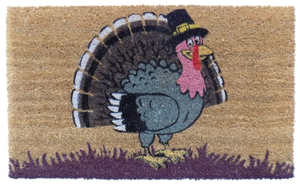 18" X 30" Brown and Black Coir Tom Turkey Outdoor Door Mat