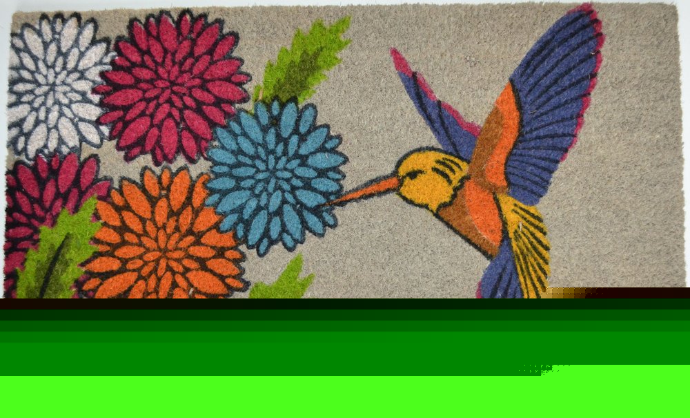 18" X 30" Brown and Blue Coir Floral Outdoor Door Mat