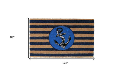 18" X 30" Brown and Blue Coir Anchor Outdoor Door Mat