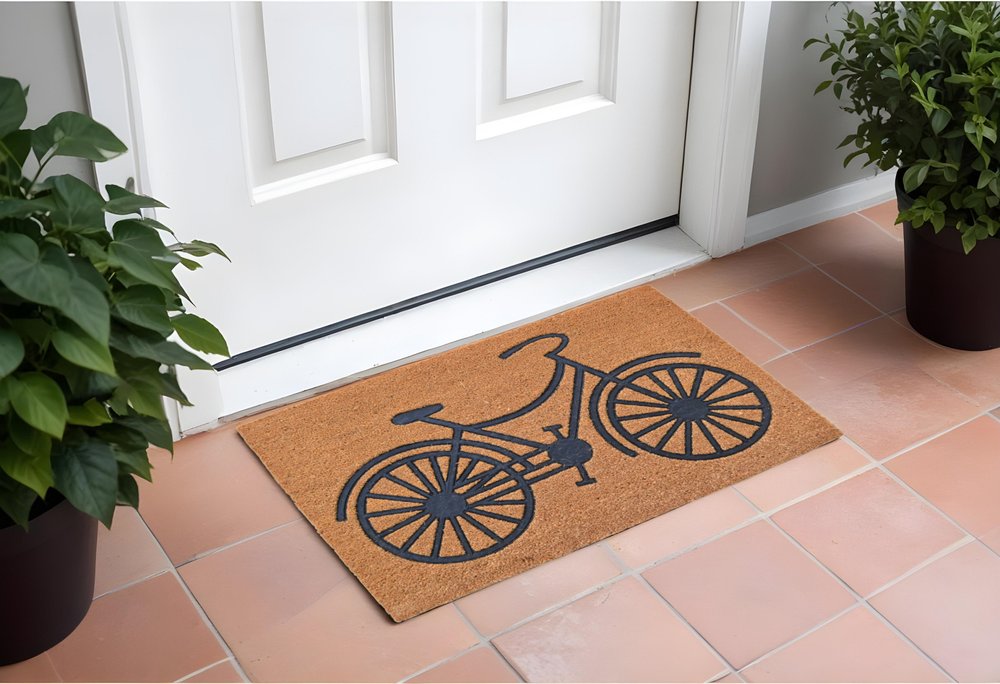 24" X 36" Brown and Black Coir Bicycle Outdoor Door Mat