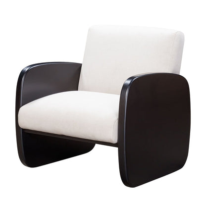 29" White And Natural Linen Arm Chair
