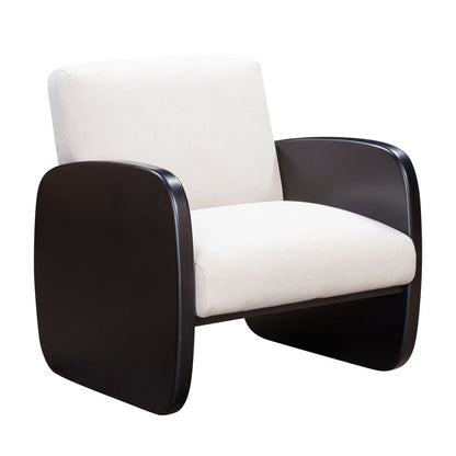 29" White And Natural Linen Arm Chair