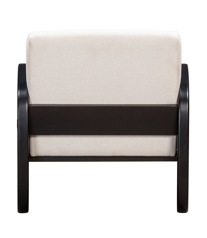 29" White And Natural Linen Arm Chair