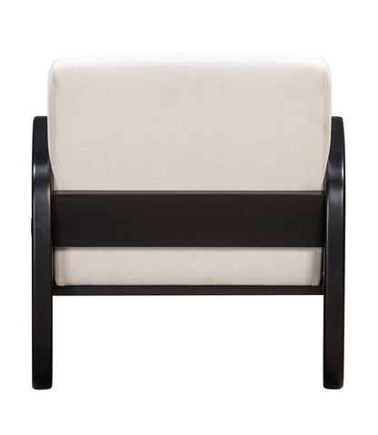 29" White And Natural Linen Arm Chair