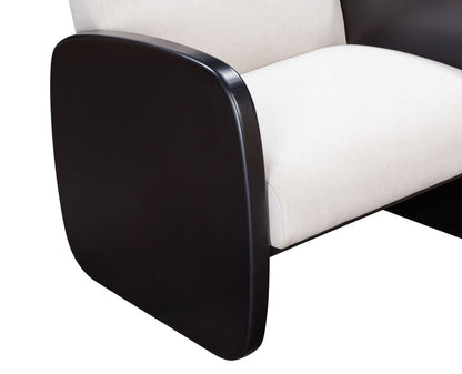 29" White And Natural Linen Arm Chair