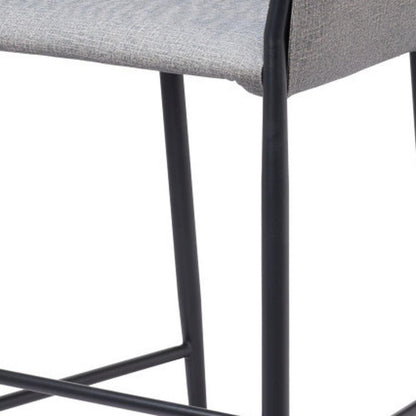 30" Slate Gray And Black Fabric And Steel Bar Height Bar Chair