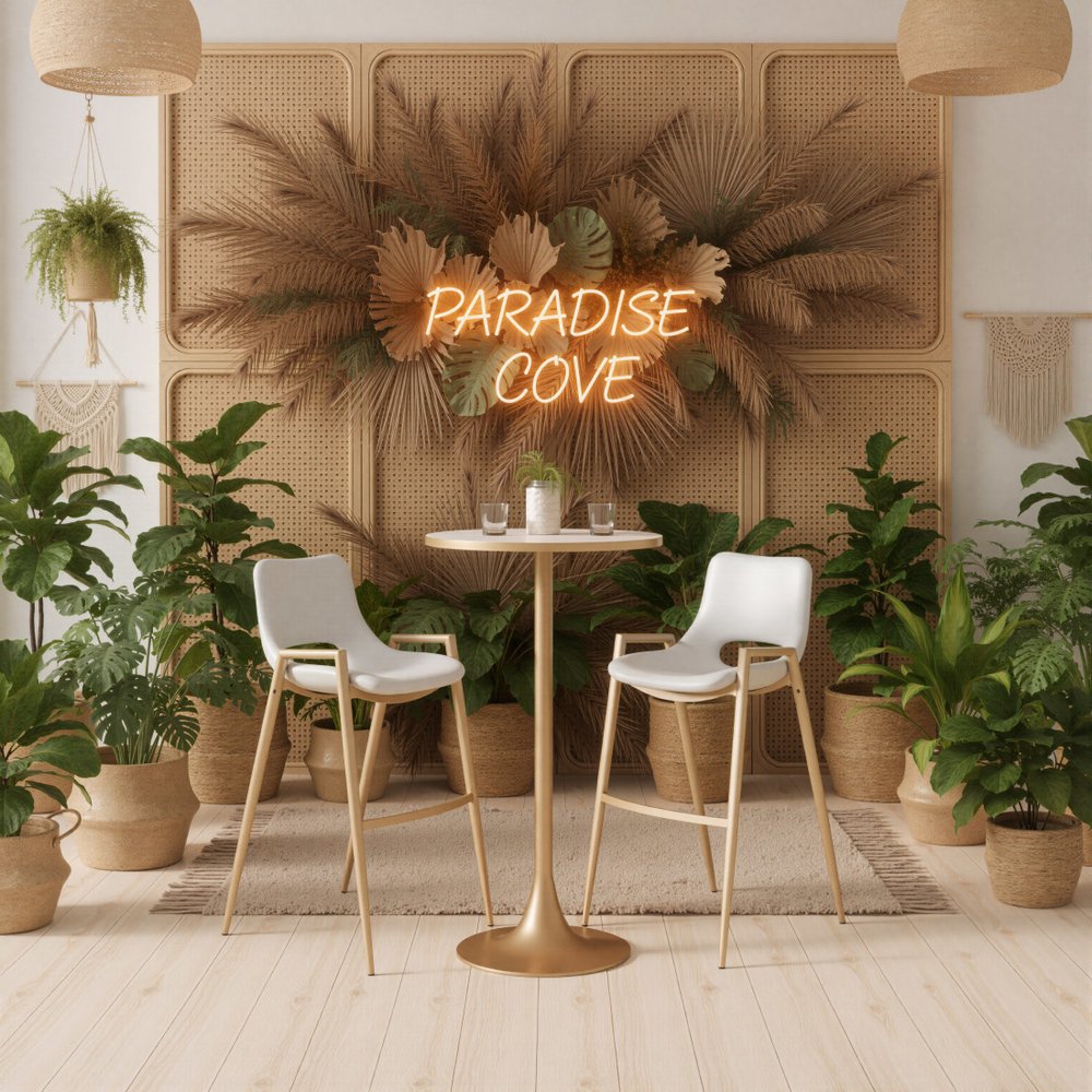 Set of Two 30" White And Gold Faux Leather And Steel Low Back Bar Height Bar Chairs