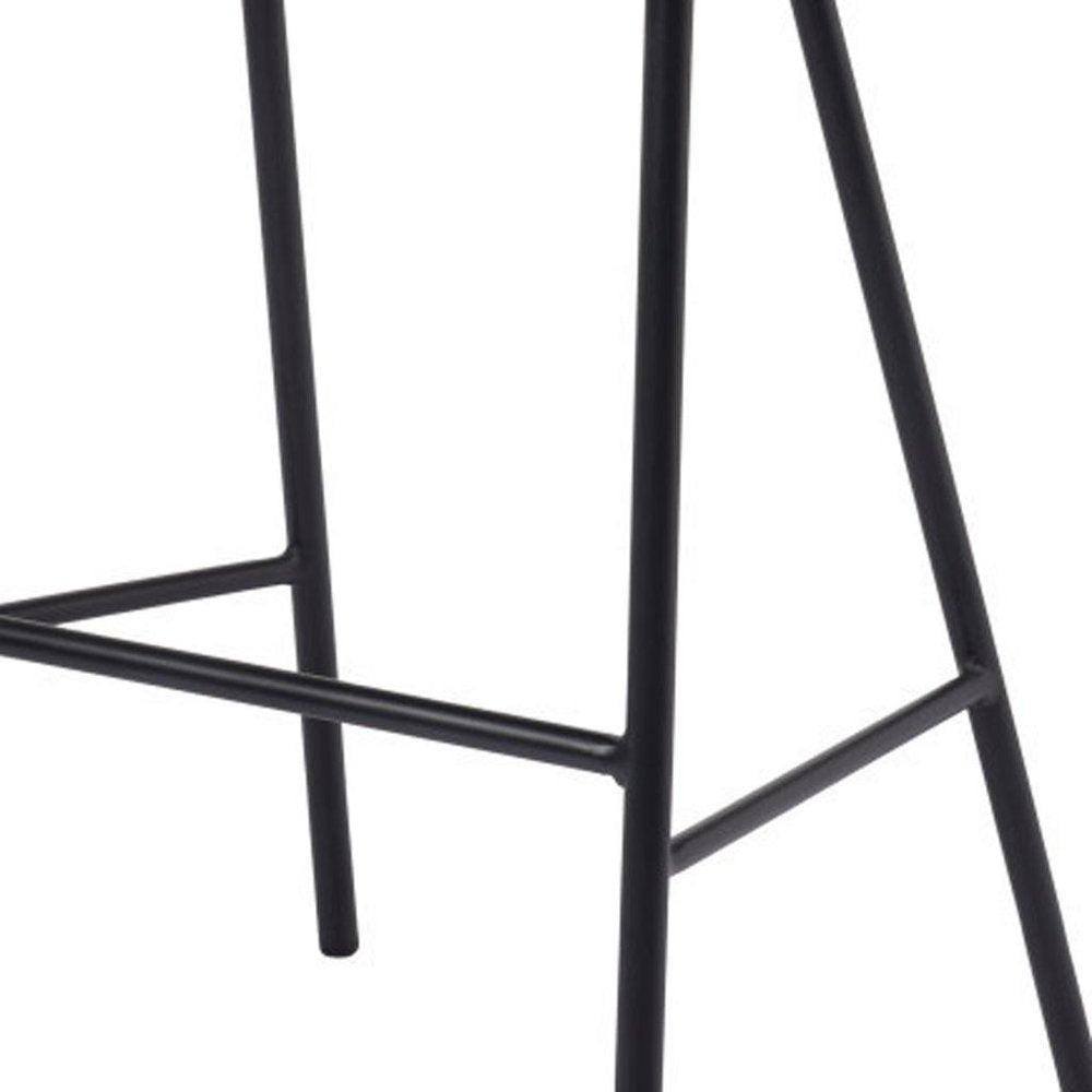 30" Beige And Black Fabric And Steel Bar Height Bar Chair