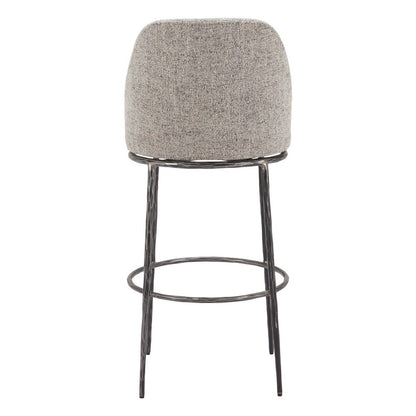 32" Gray And Black Fabric And Steel Bar Height Swivel Bar Chair