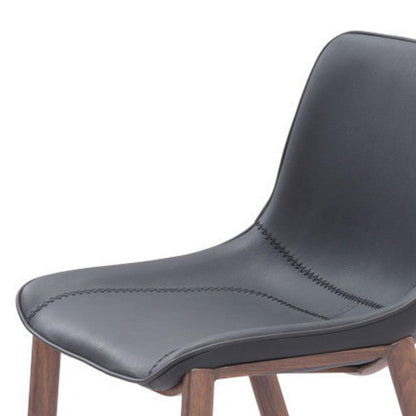 Set of Two 30" Black And Brown Faux Leather And Steel Bar Height Bar Chairs