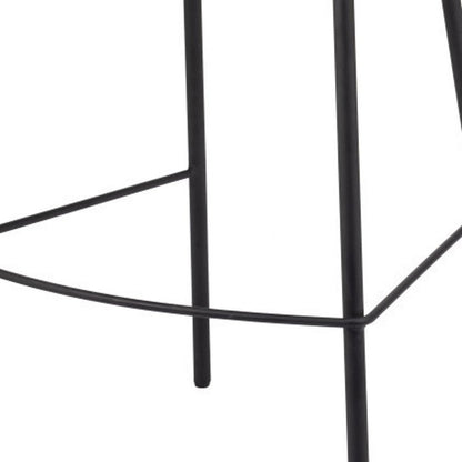 30" Ivory And Black Shearling And Steel Bar Height Bar Chair