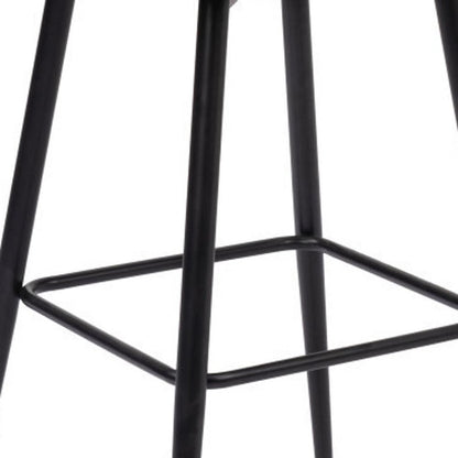 30" Brown And Black Faux Leather And Steel Bar Height Swivel Bar Chair